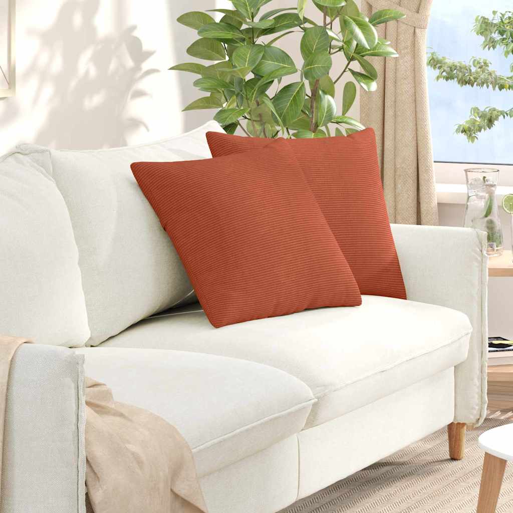 VidaXL coussins de canapé 2 pièces rouge-orange 50 x 50 cm tissu corde