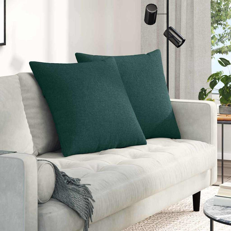 VidaXL coussins de canapé 2 pcs tissu vert foncé 60 x 60 cm