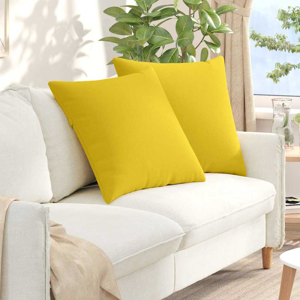 VidaXL coussins de canapé 2 pcs tissu jaune clair 80 x 80 cm