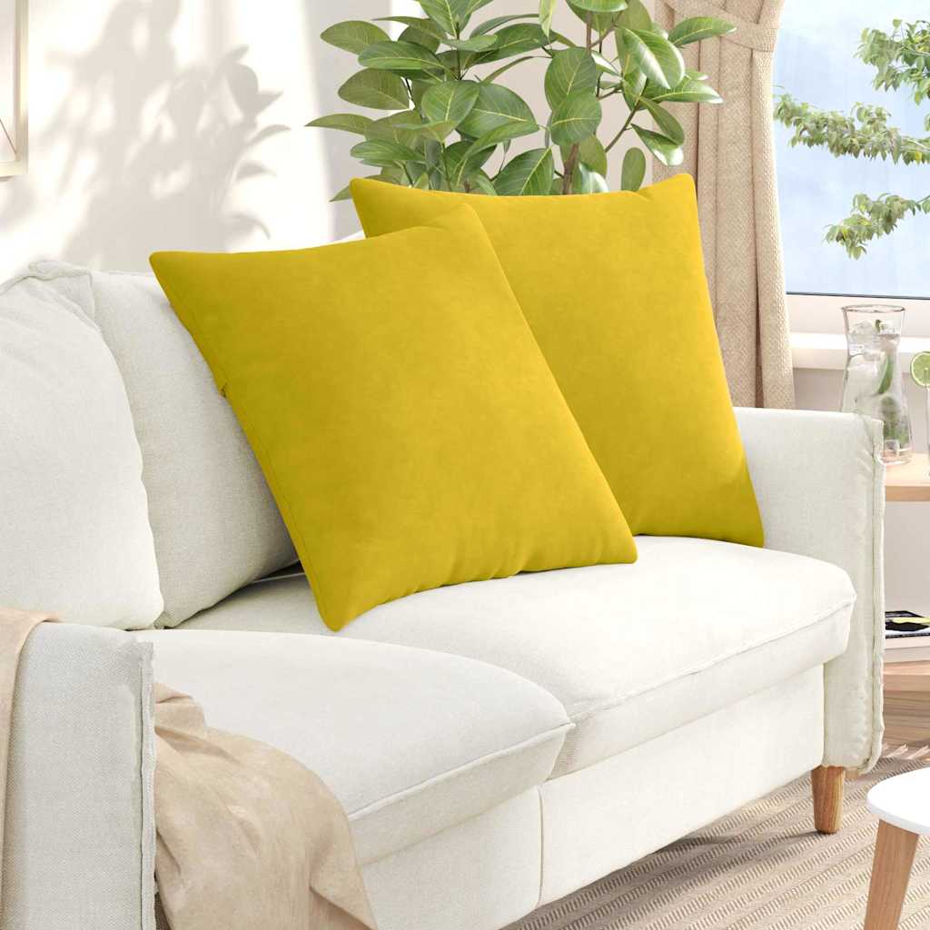 VidaXL coussins de canapé 2 pièces jaune 80 x 80 cm tissu corde