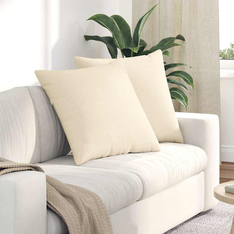 VidaXL coussins de canapé 2 pièces crème 80 x 80 cm tissu corde