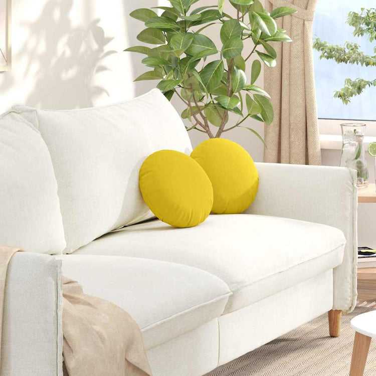 VidaXL coussins de siège 2 pcs tissu jaune clair ø30 x 13 cm
