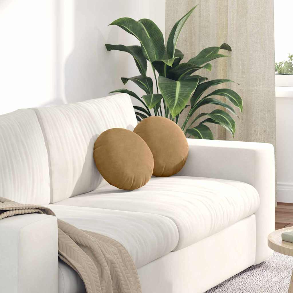 Vidaxx coussins d'assise 2 pièces marron ø 40 x 13 cm velours