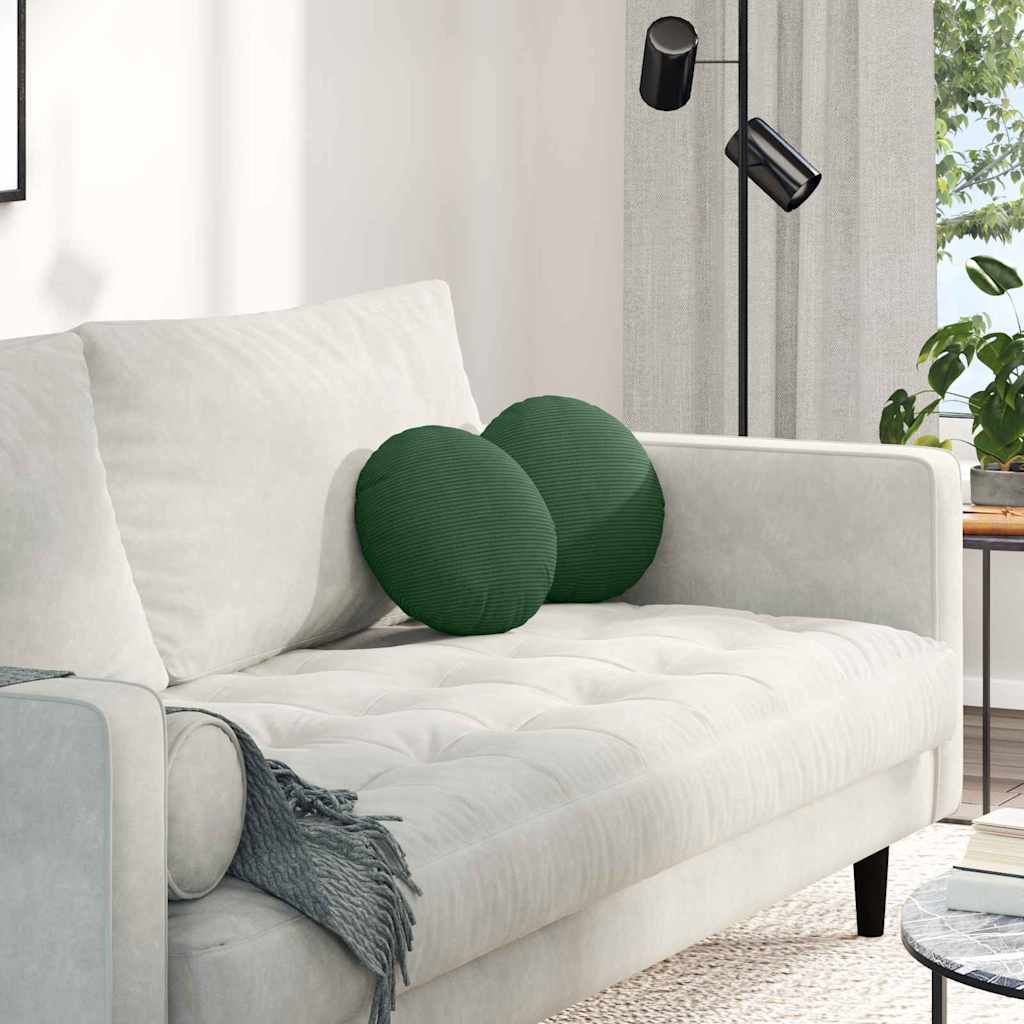 VidaXL coussins d'assise 2 pcs tissu coton vert foncé ø 30 cm