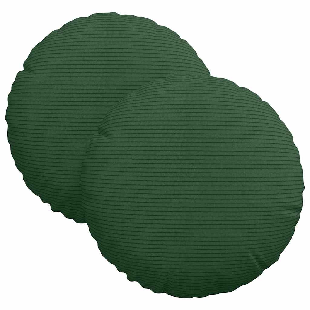 VidaXL coussins d'assise 2 pcs tissu coton vert foncé ø 30 cm