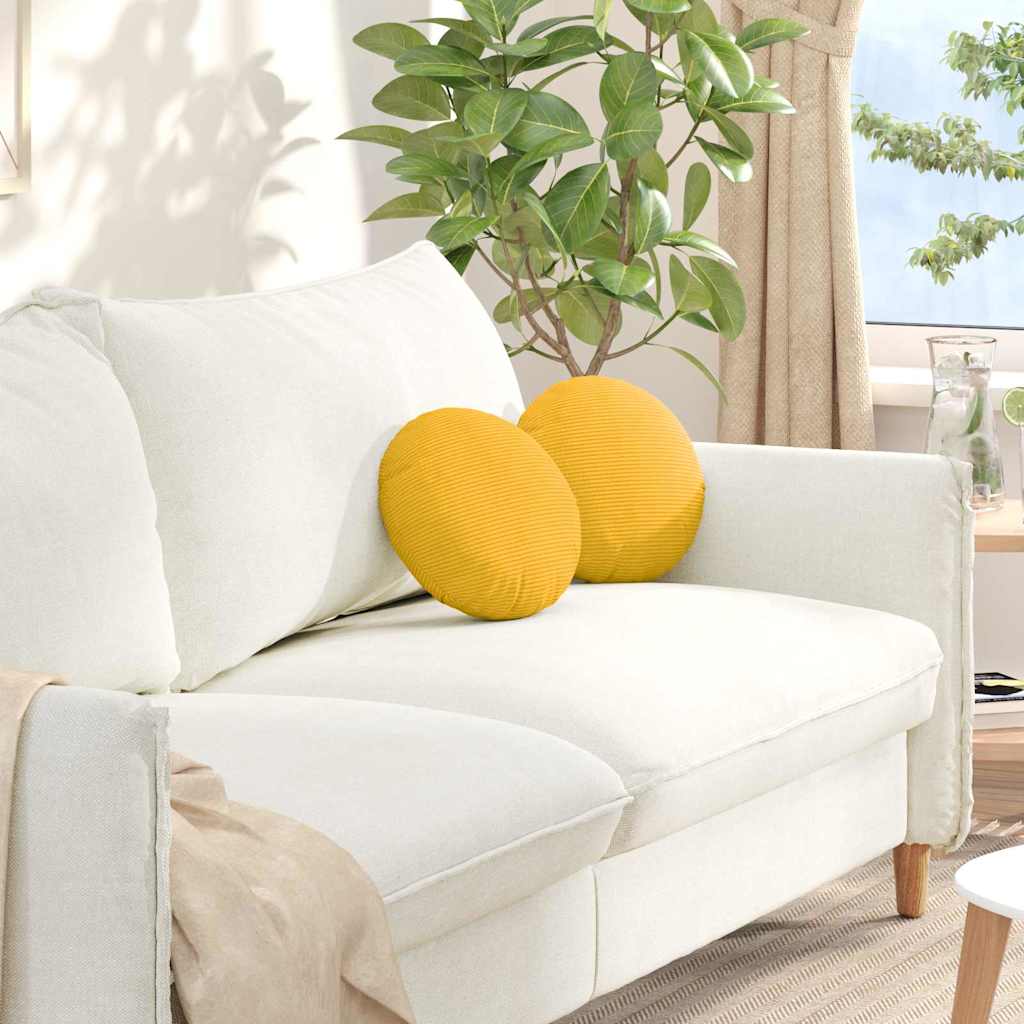 VidaXL coussins d'assise 2 pcs jaune clair ø 30 cm tissu en coton