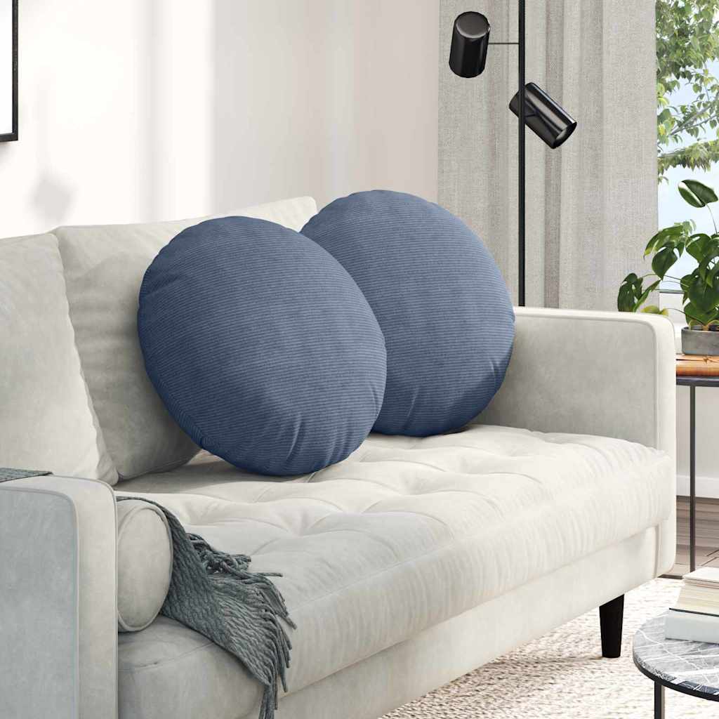 Vidaxx coussins d'assise 2 pcs bleu ø 50 cm tissu coton