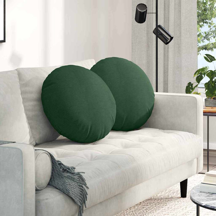 VidaXL coussins d'assise 2 pcs tissu coton vert foncé ø 50 cm