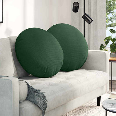 VidaXL coussins d'assise 2 pcs tissu coton vert foncé ø 80 cm