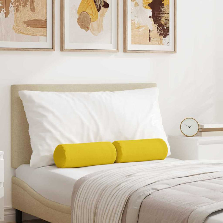 VidaXL traversins 2 pièces jaune clair ø 15 x 40 cm tissu