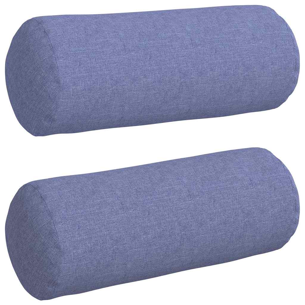 VidaXL traversins 2 pièces bleu jeans ø 15 x 40 cm tissu