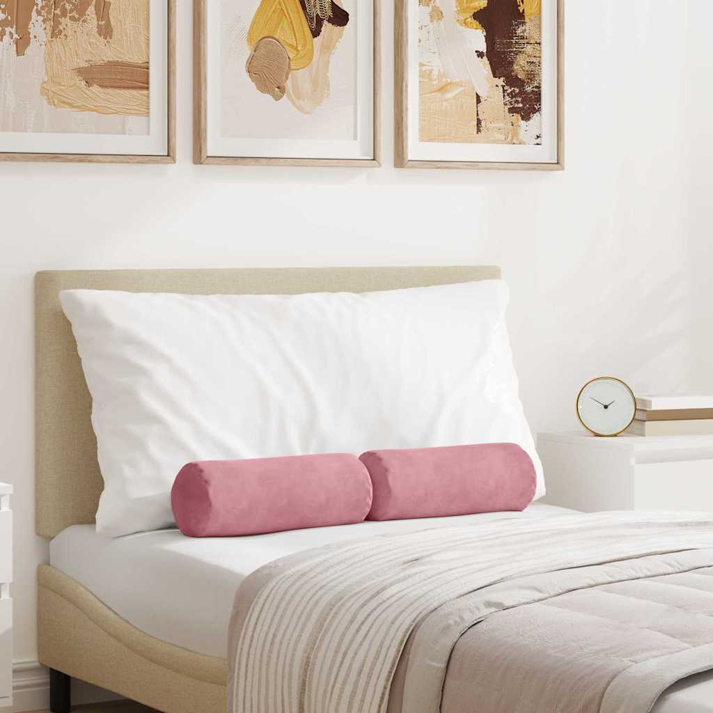 VidaXL traversins 2 pièces rose ø 15 x 40 cm tissu corde