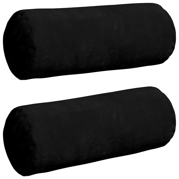 VidaXL traversins 2 pièces noir ø 15 x 40 cm tissu microfibre