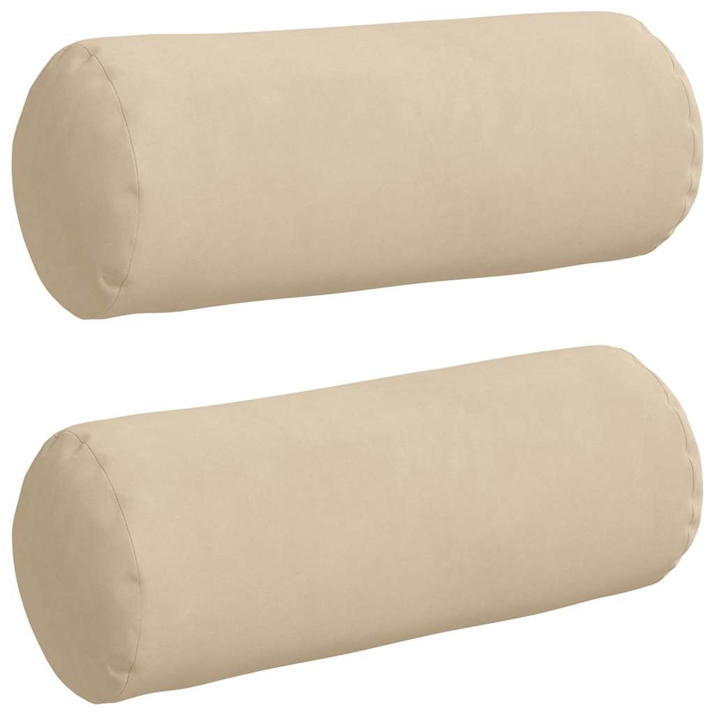 VidaXL traversins 2 pièces crème ø 15 x 40 cm tissu microfibre