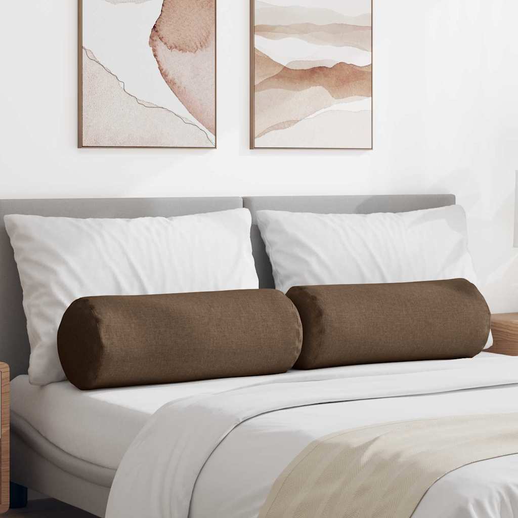 VidaXL traversins 2 pièces marron ø 25 x 70 cm tissu