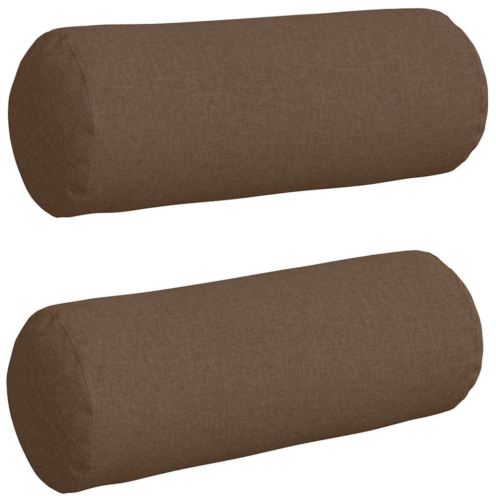 VidaXL traversins 2 pièces marron ø 25 x 70 cm tissu