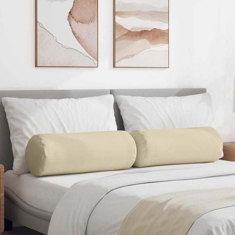 VidaXL traversins 2 pièces crème ø 25 x 70 cm tissu