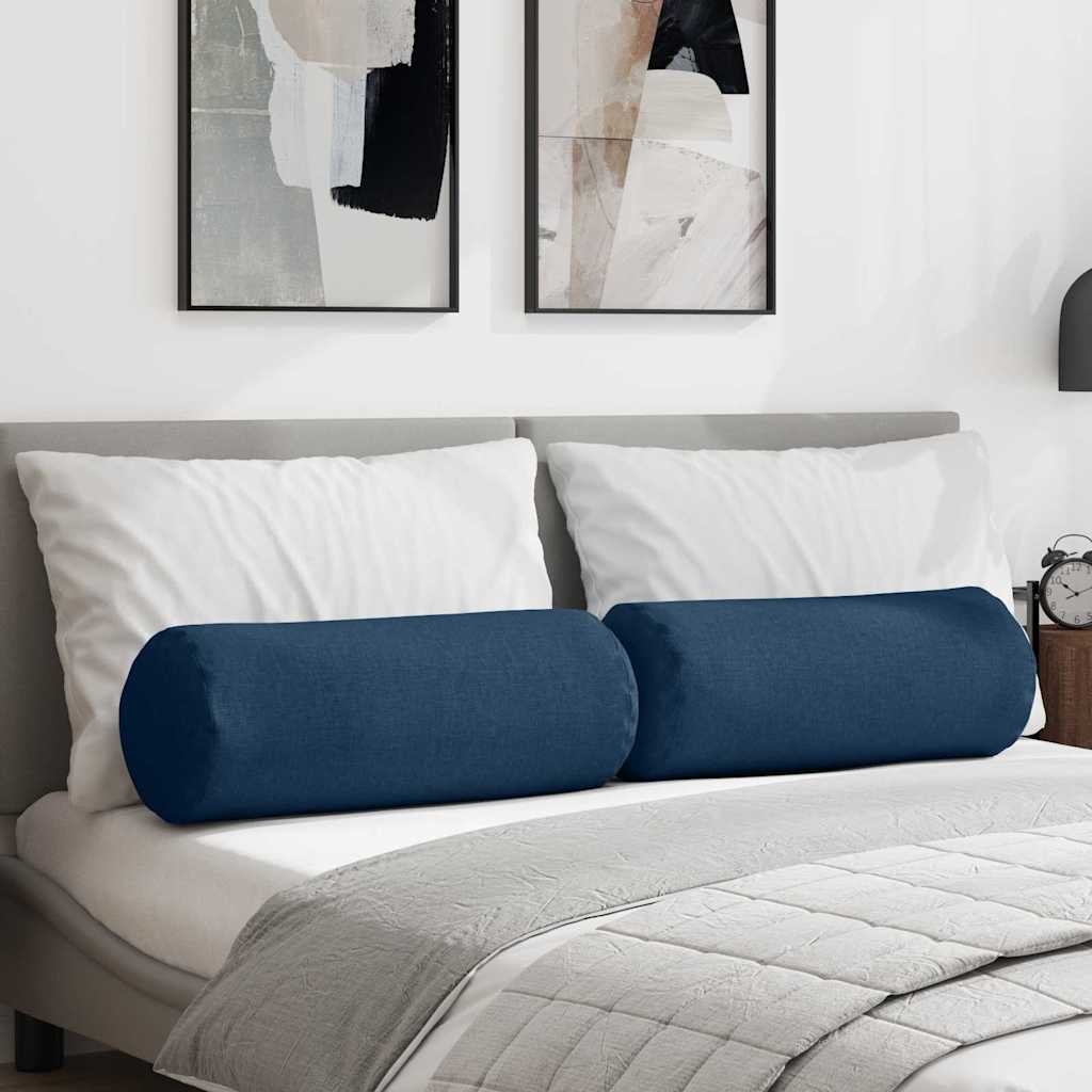 VidaXL traversins 2 pièces bleu ø 25 x 70 cm tissu