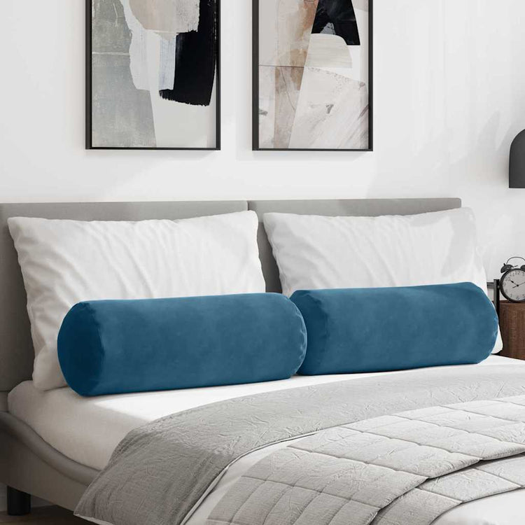 Vidaxx traversins 2 pièces bleu ø 25 x 70 cm tissu corde