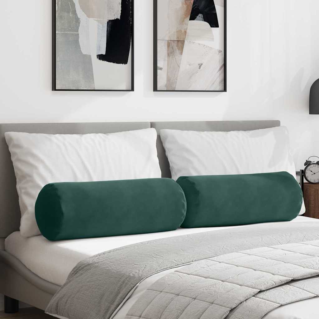 VidaXL traversins 2 pièces tissu corde vert foncé ø 25 x 70 cm