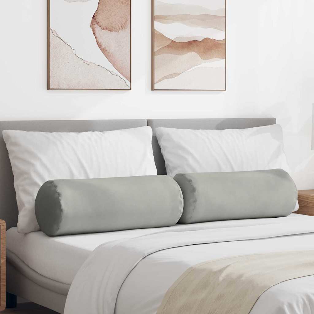 VidaXL traversins 2 pièces gris clair ø 25 x 70 cm tissu microfibre