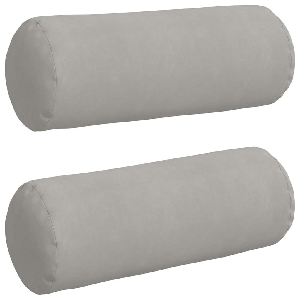 VidaXL traversins 2 pièces gris clair ø 25 x 70 cm tissu microfibre