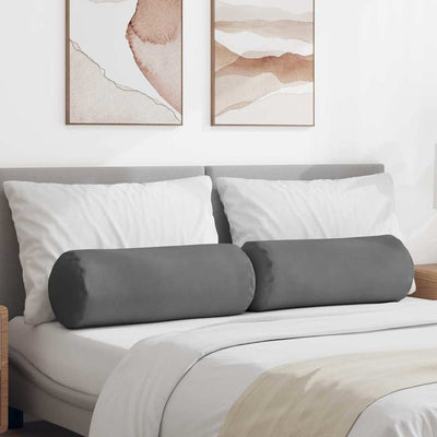 VidaXL traversins 2 pièces gris foncé ø 25 x 70 cm tissu microfibre