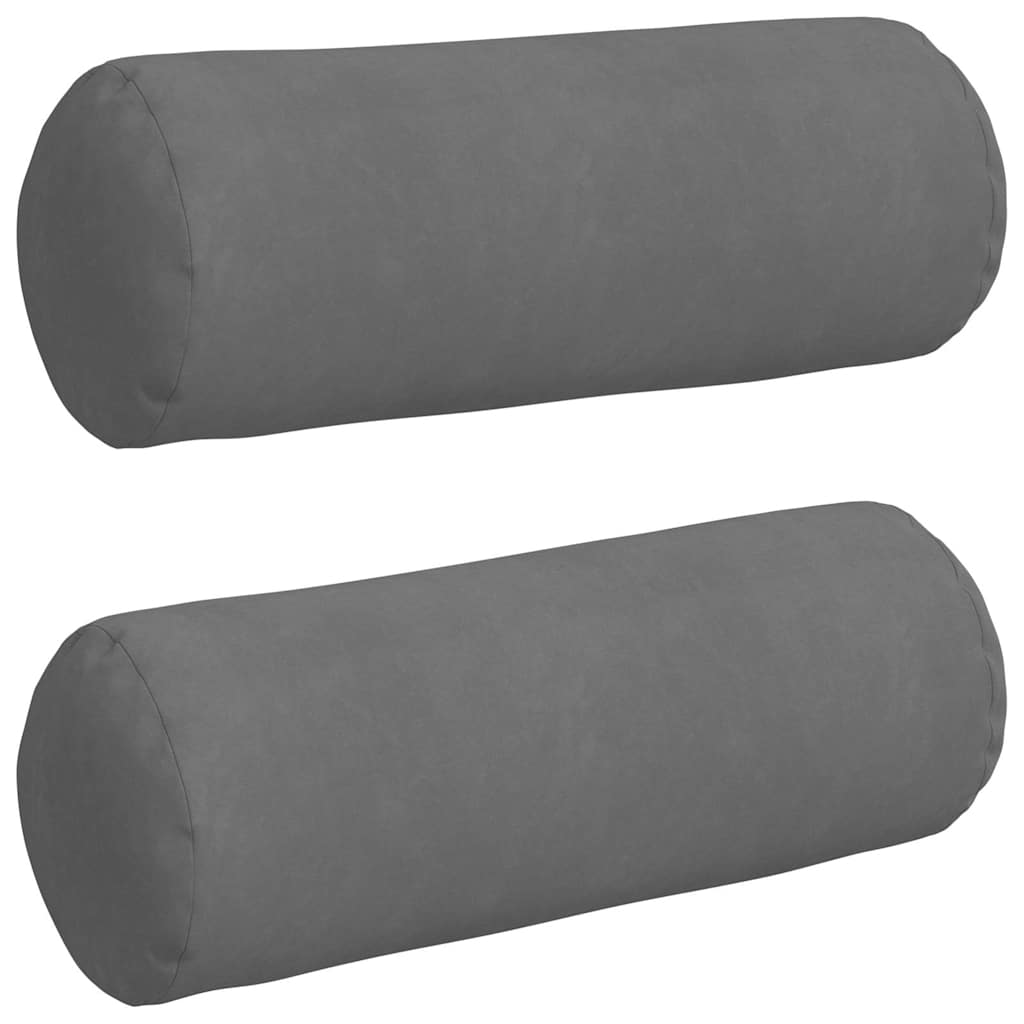 VidaXL traversins 2 pièces gris foncé ø 25 x 70 cm tissu microfibre