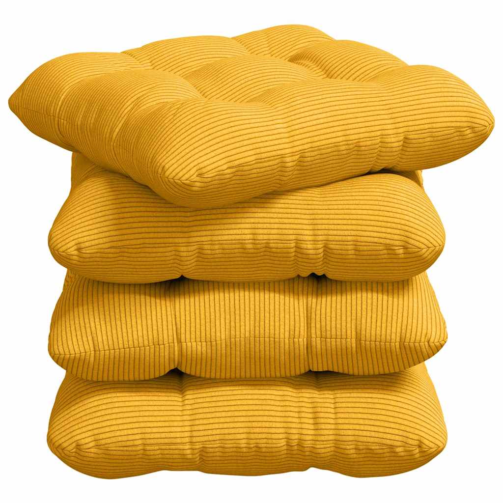 VidaXL coussins de siège 4 pcs jaune clair 40 x 40 cm tissu en coton