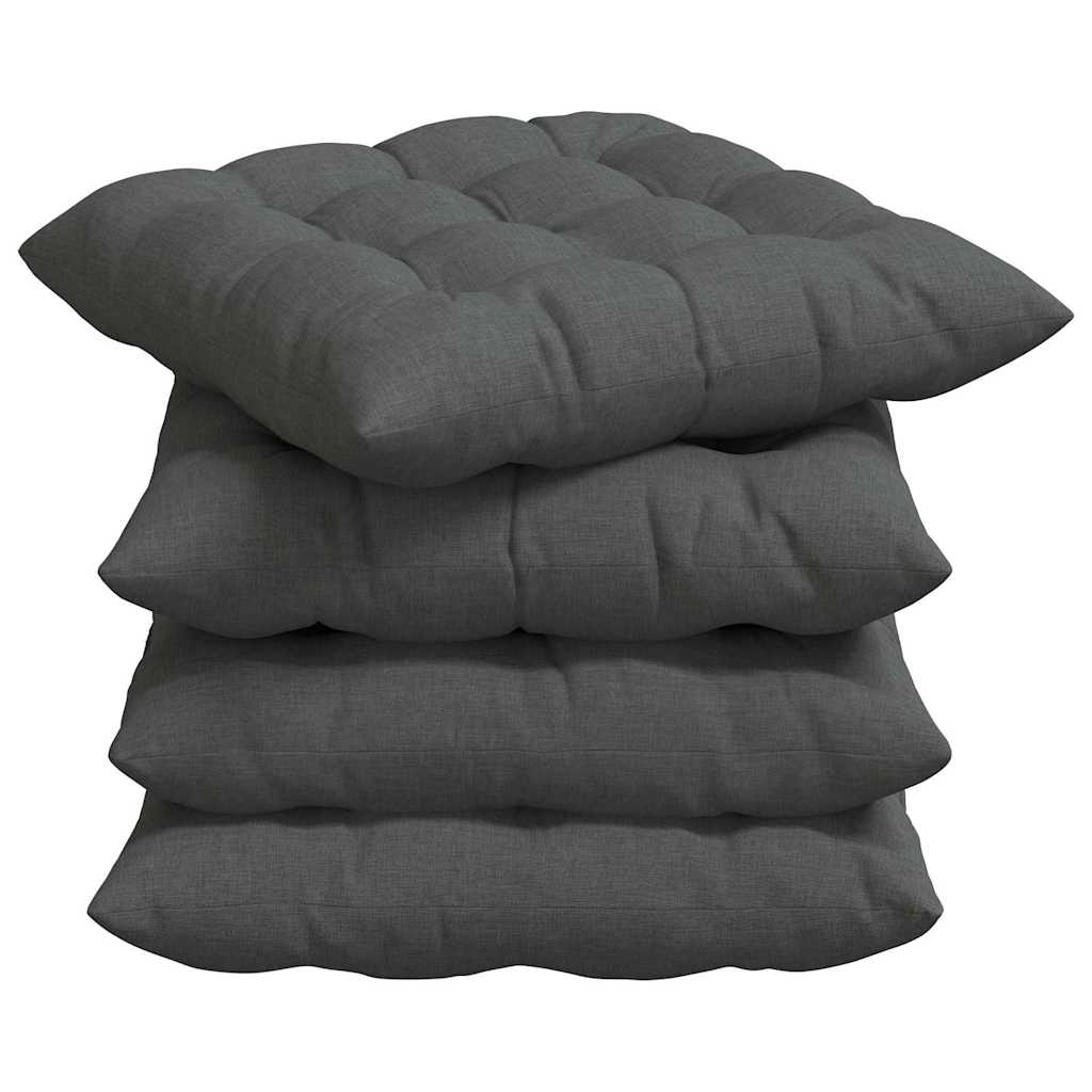 VidaXL coussins de siège 4 pcs gris foncé 40 x 40 x 6 cm tissu