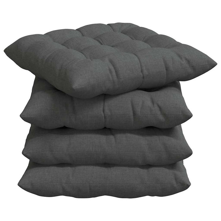 VidaXL coussins de siège 4 pcs gris foncé 40 x 40 x 6 cm tissu