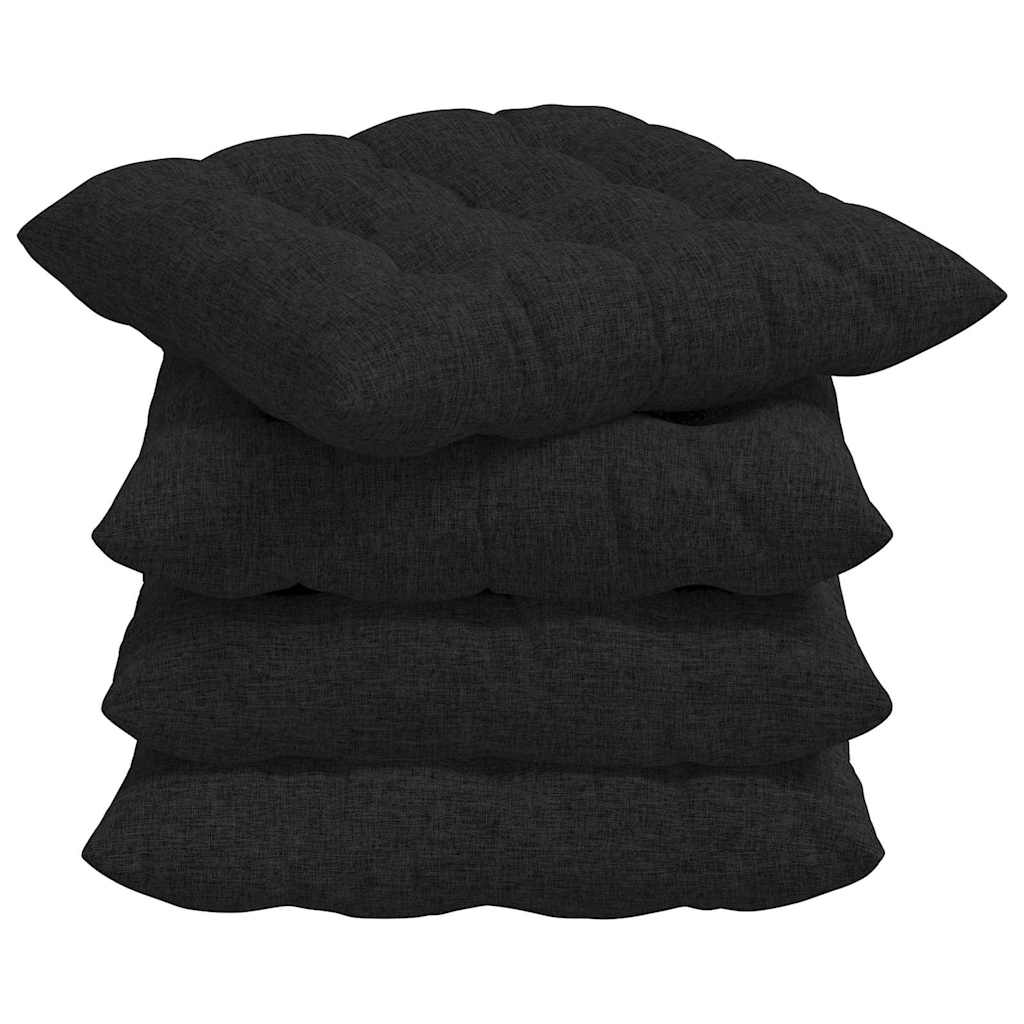 VidaXL coussins de siège 4 pcs noir 40 x 40 x 6 cm tissu