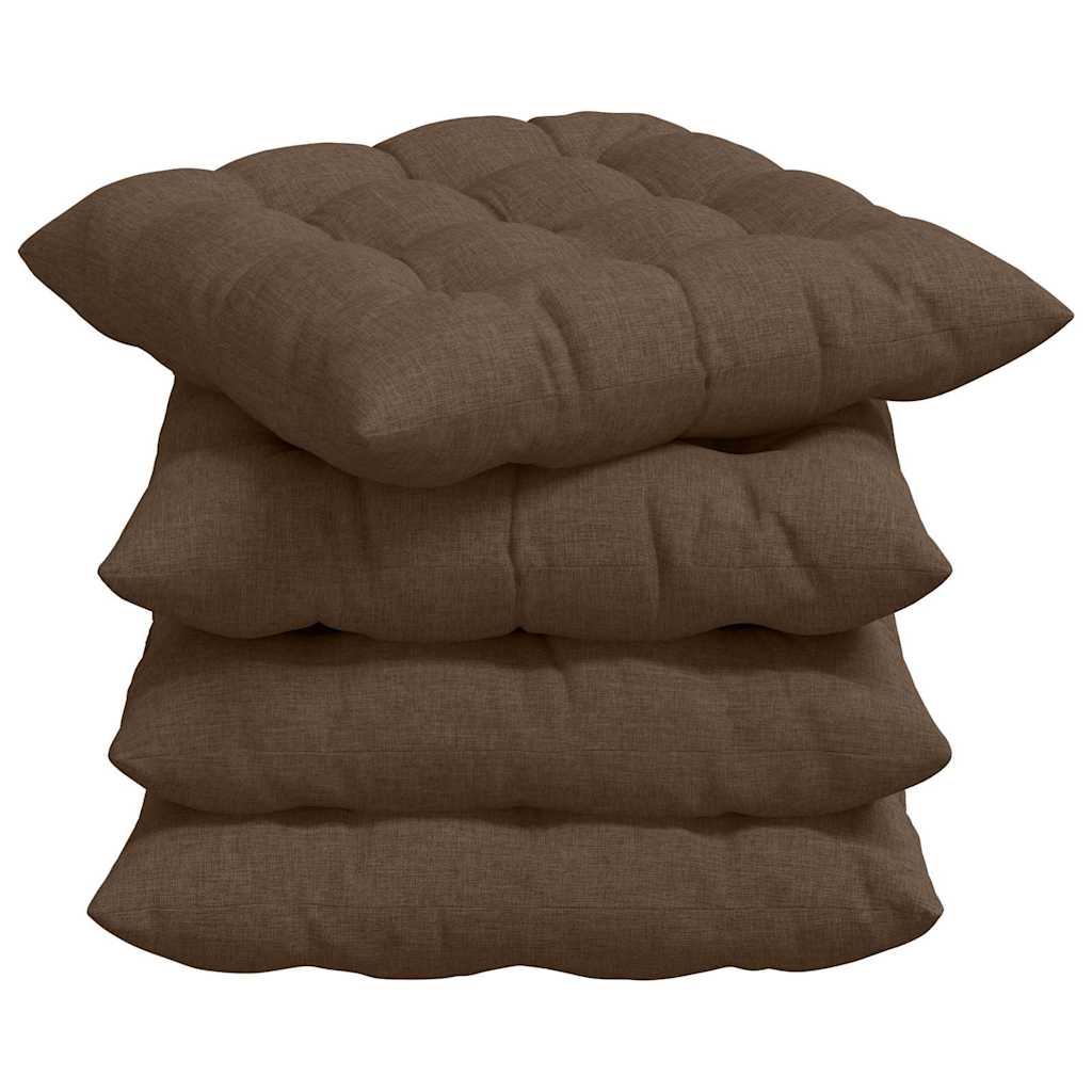 VidaXL coussins de siège 4 pcs marron 40 x 40 x 6 cm tissu