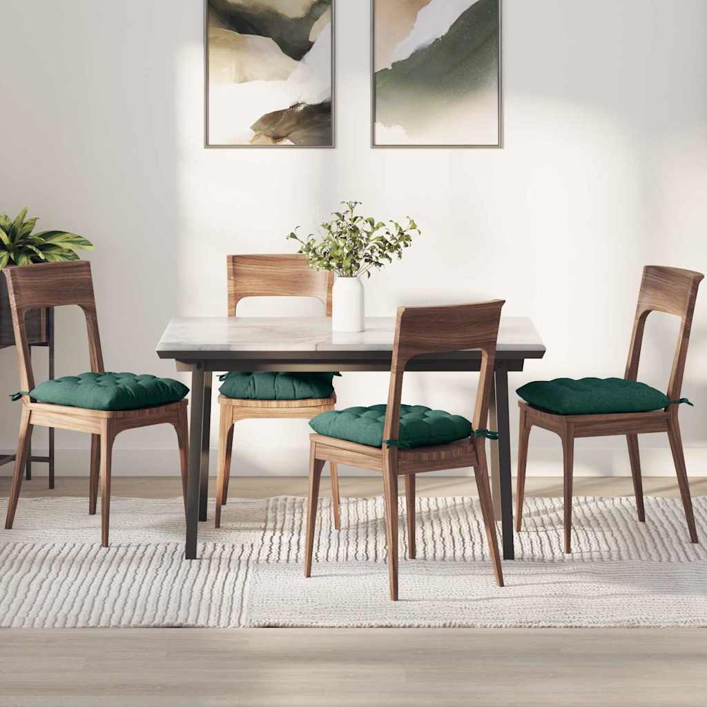 VidaXL coussins de siège 4 pcs tissu vert foncé 40 x 40 x 6 cm