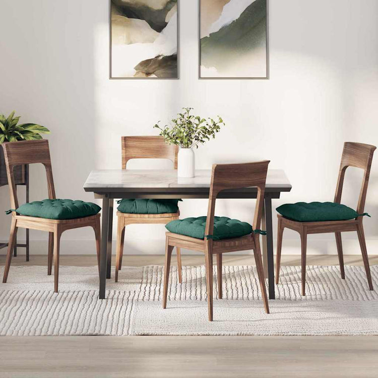 VidaXL coussins de siège 4 pcs tissu vert foncé 40 x 40 x 6 cm