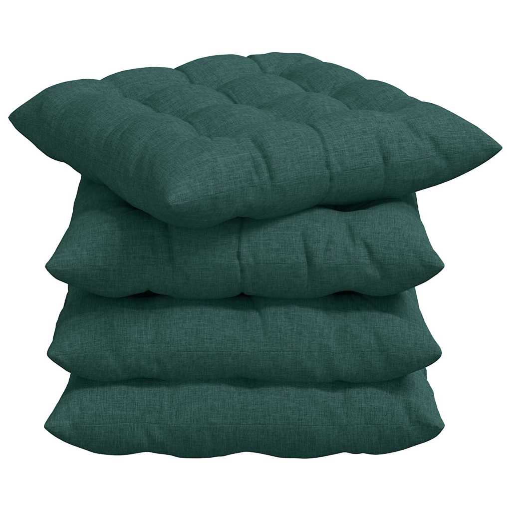 VidaXL coussins de siège 4 pcs tissu vert foncé 40 x 40 x 6 cm