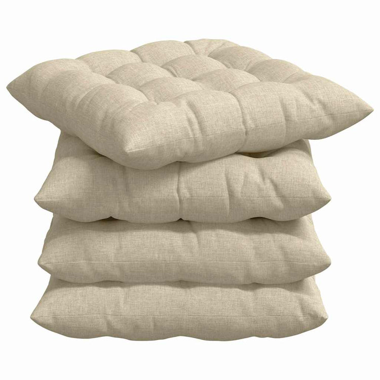 VidaXL coussins de siège 4 pcs crème 40 x 40 x 6 cm tissu