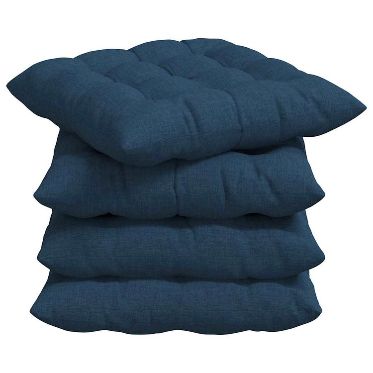 VidaXL coussins de siège 4 pcs bleu 40 x 40 x 6 cm tissu