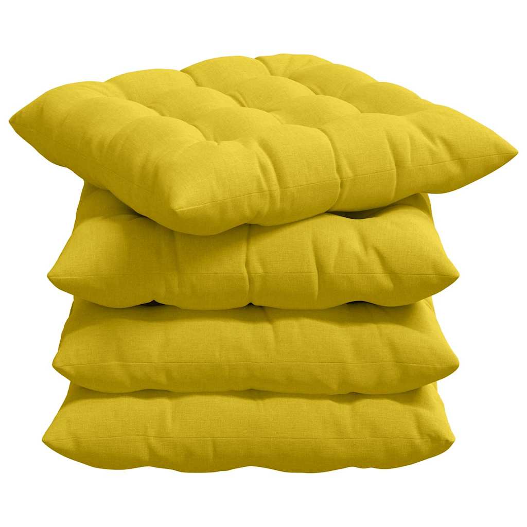 VidaXL coussins de siège 4 pcs jaune clair 40 x 40 x 6 cm tissu