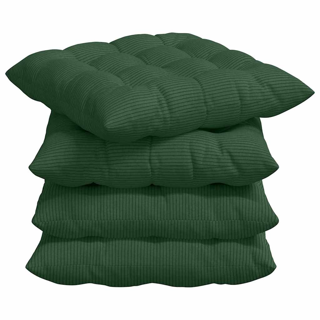 VidaXL coussins de siège 4 pcs vert foncé 40 x 40 x 6 cm tissu en coton