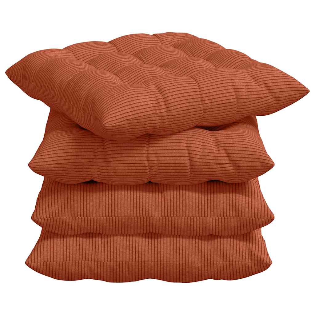 VidaXL coussins de siège 4 pcs rouge-orange 40 x 40 x 6 cm tissu en coton
