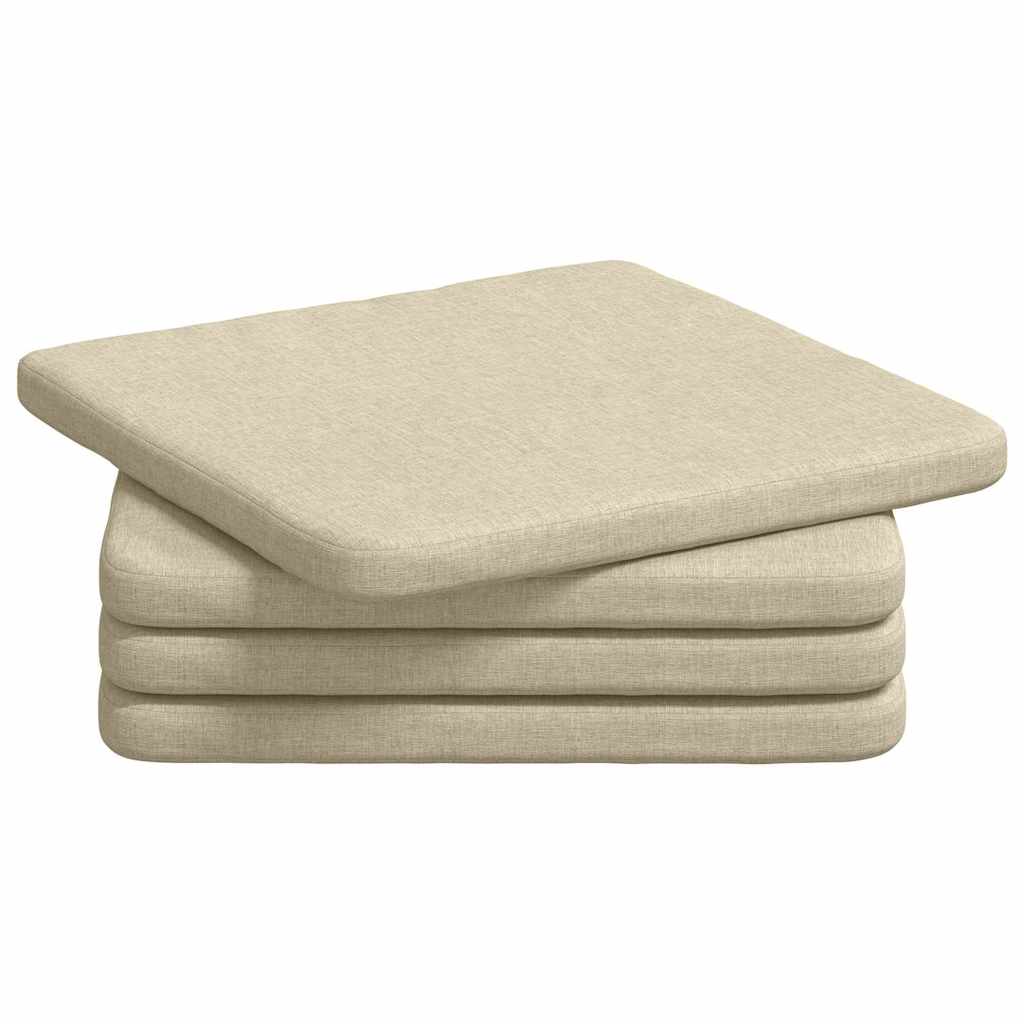 VidaXL coussins de siège 4 pcs crème 40 x 40 x 3 cm tissu