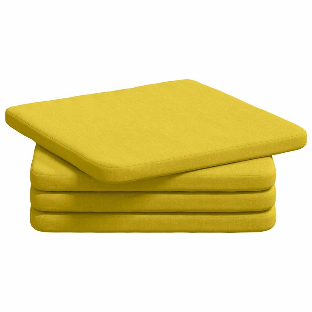 VidaXL coussins de siège 4 pcs jaune clair 40 x 40 x 3 cm tissu