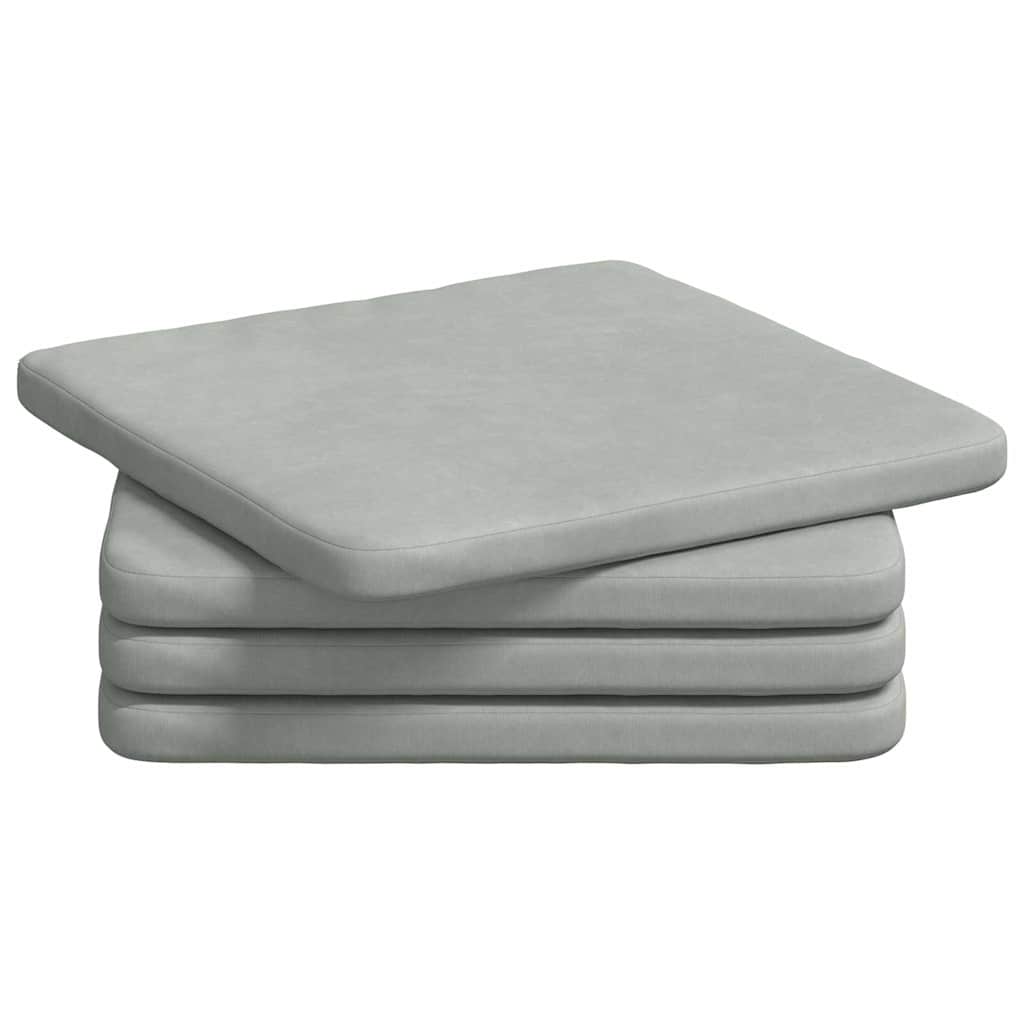 VidaXL coussins de siège 4 pcs gris clair 40 x 40 x 3 cm velours