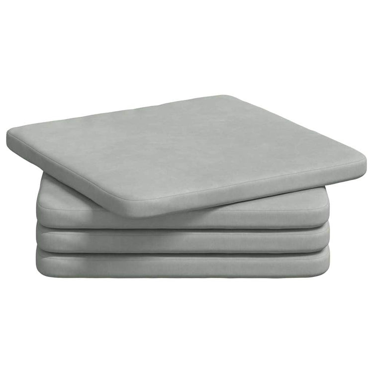 VidaXL coussins de siège 4 pcs gris clair 40 x 40 x 3 cm velours