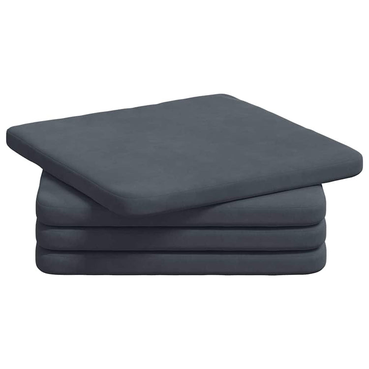 VidaXL coussins de siège 4 pcs gris foncé 40 x 40 x 3 cm velours