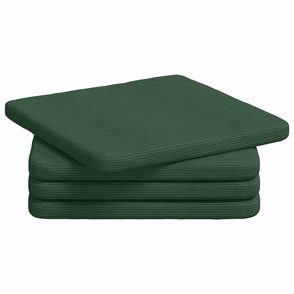 VidaXL coussins de siège 4 pcs vert foncé 40 x 40 x 3 cm tissu en coton