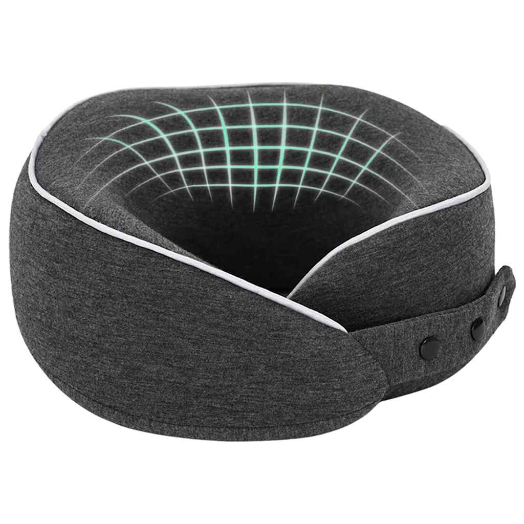 VidaXL oreiller de voyage pour le cou gris foncé 28 x 28 x 14 cm coton
