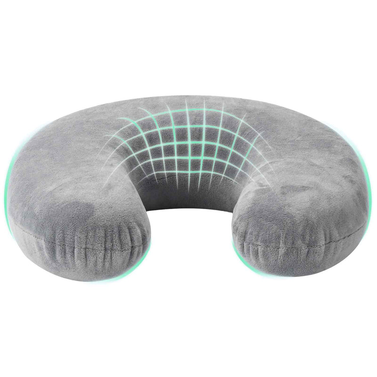 Vidaxx oreiller de voyage pour le cou gris 27 x 27 x 8,5 cm velours