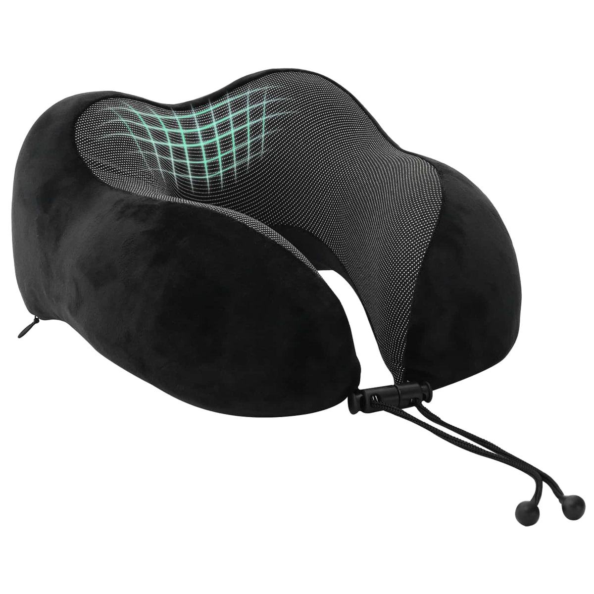 Vidaxx oreiller de voyage pour le cou avec coussin noir 27 x 26 x 14 cm velours